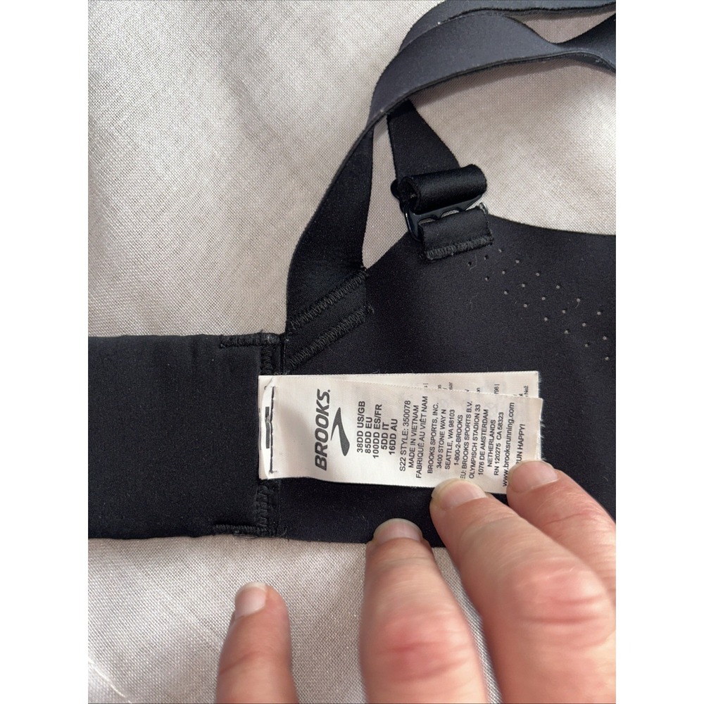 BROOKS Workout Bra 38DD Black Adjustable Straps Running Wire - Picture 2 of 6